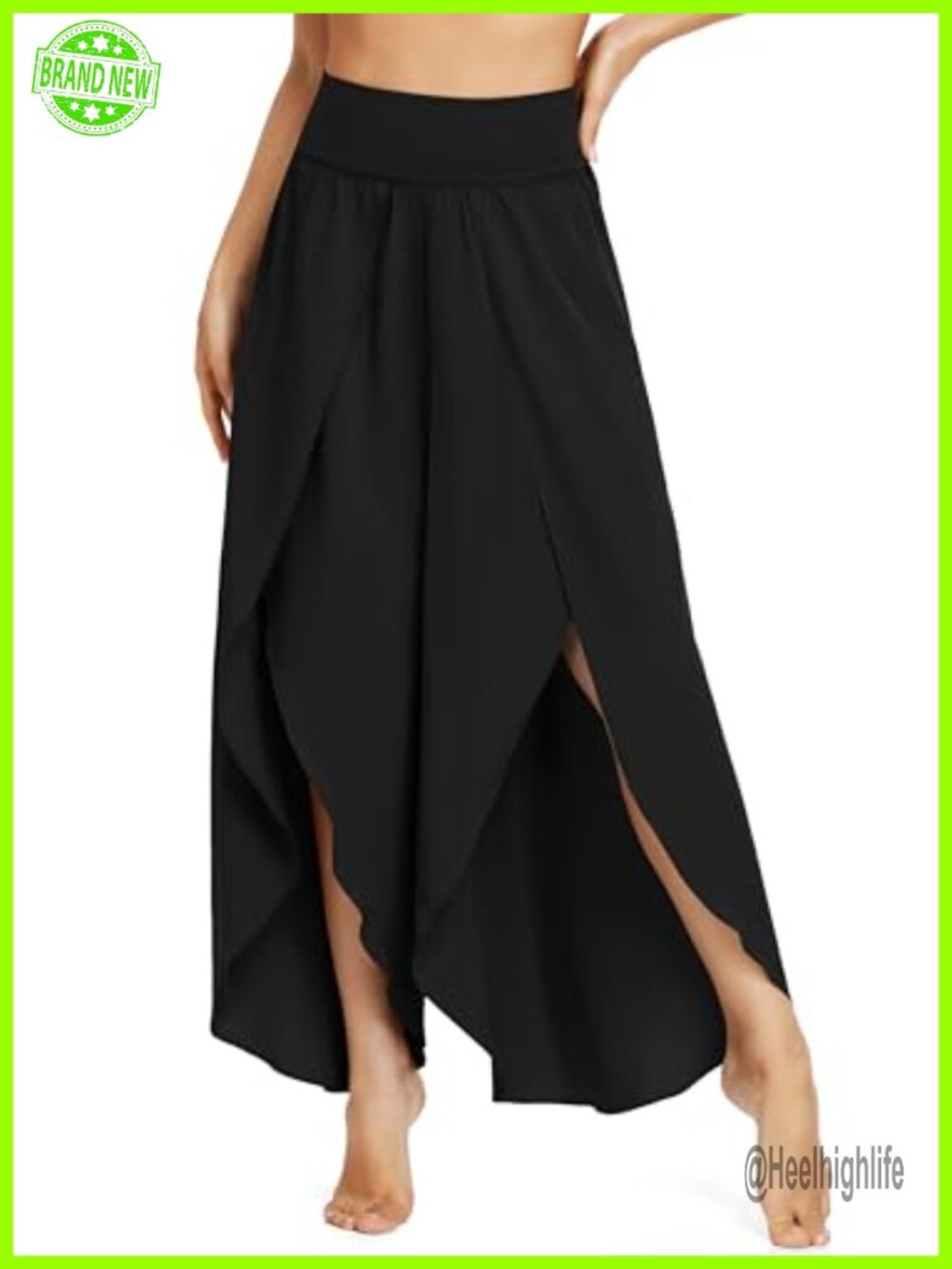 Flowy Wide Leg High Waisted Palazzo Boho Beach Harem Pants Built-in Shorts